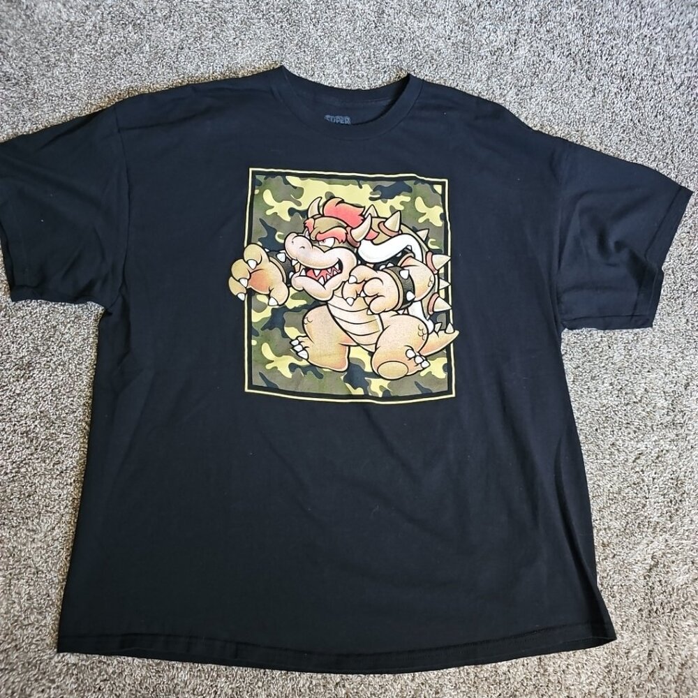 Super Mario Nintendo Bowser Black Size 2XL Short Sleeve Video Games/Movies Tee